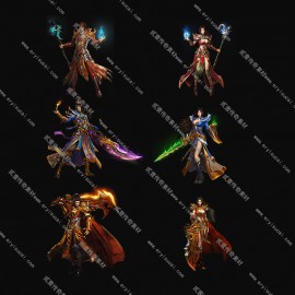 【22044】传奇类人物选择界面背景素材 法师战士道士透明免抠PNG